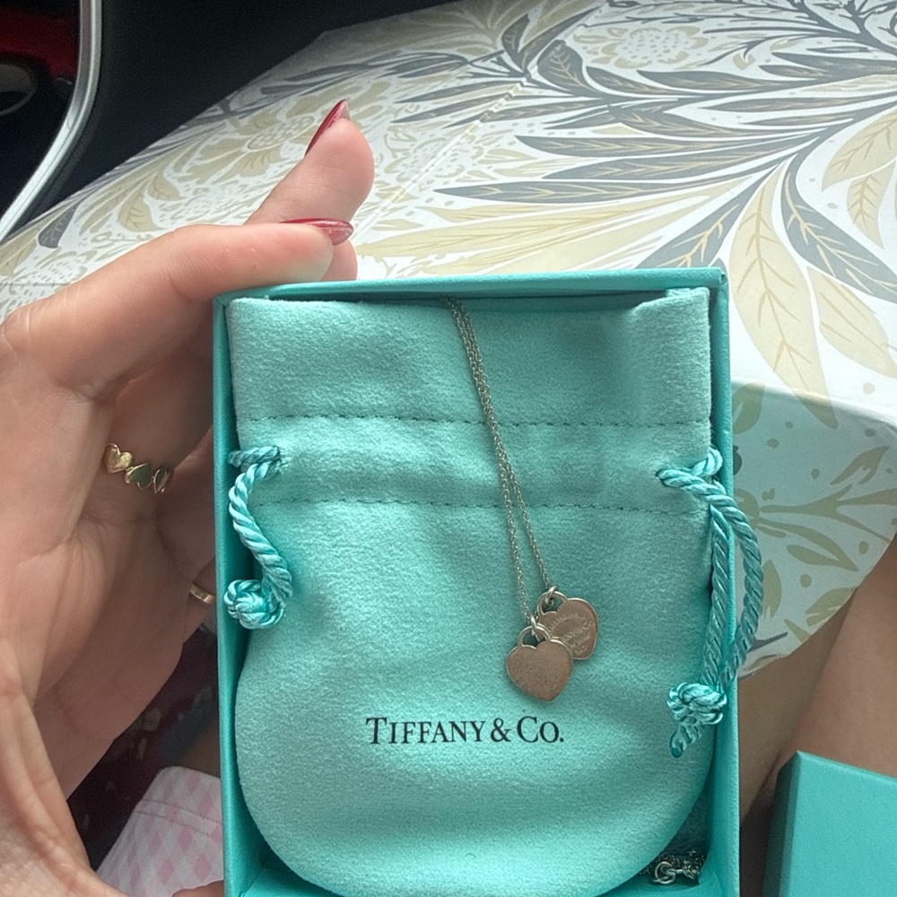 Tiffany & Co. Silver Double Heart Pendant Necklace